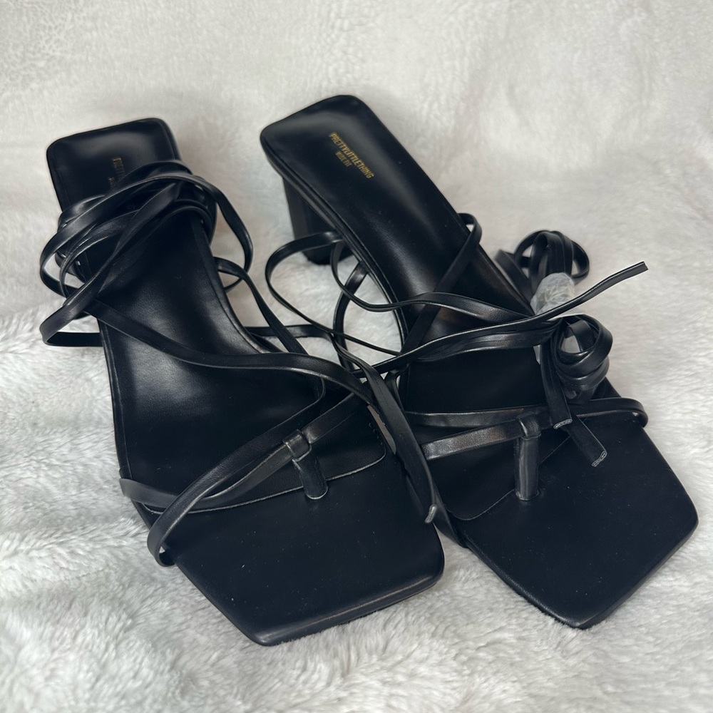 Pretty Little Things block heel sandals strap up